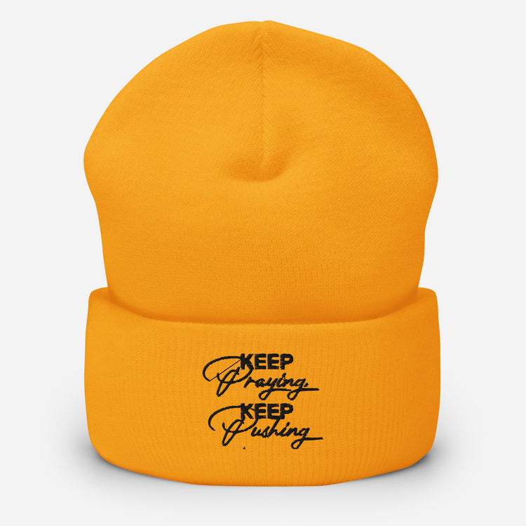 Cuffed Beanie with Black Lettering